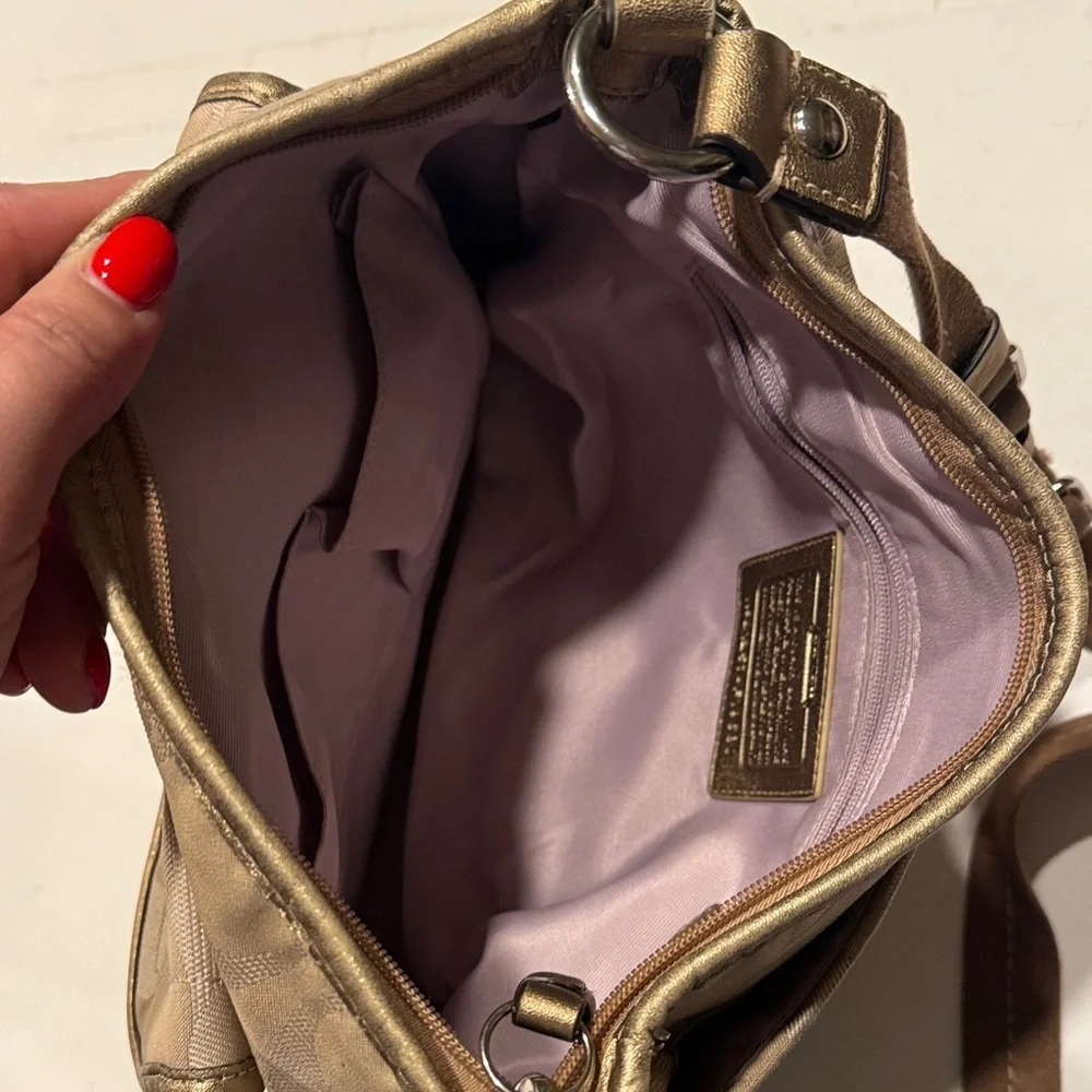 Coach Beige Crossbody Bag with Gold Accents